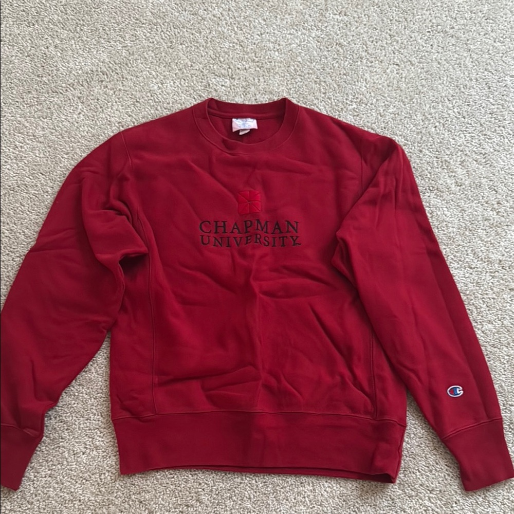 Champion Red Crewneck Men's Sweater with Logo